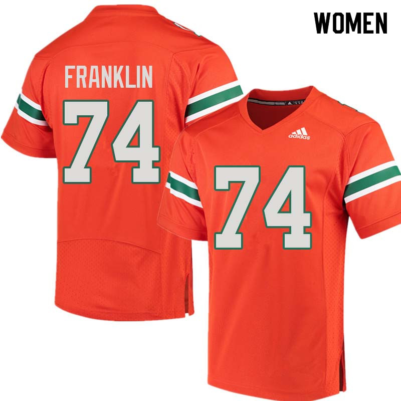 Women Miami Hurricanes #74 Orlando Franklin College Football Jerseys Sale-Orange - Click Image to Close